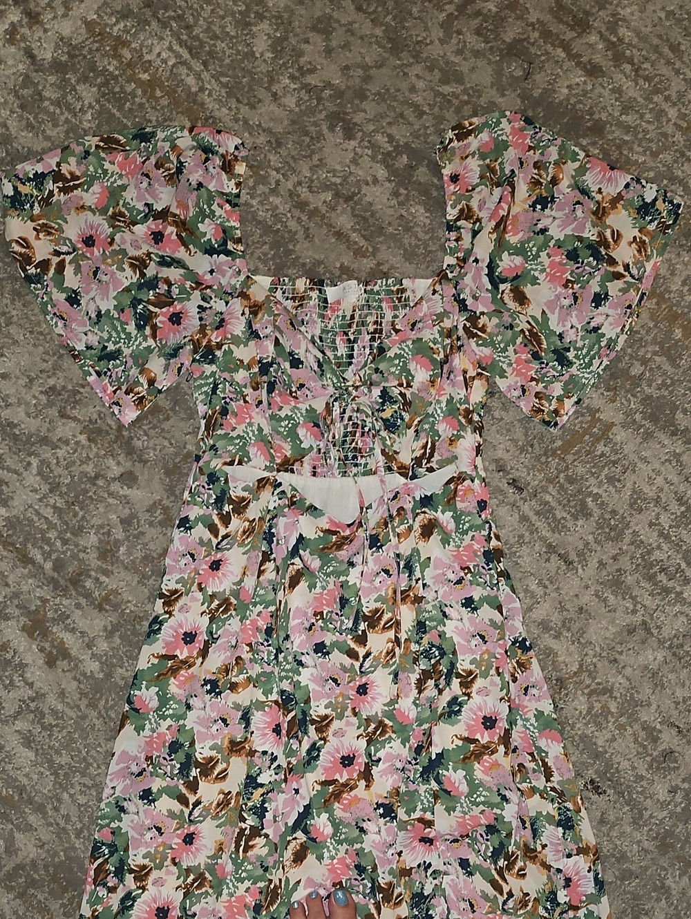 ASTR Floral Tie-Front Pink Midi Dress Large - Picture 4 of 16